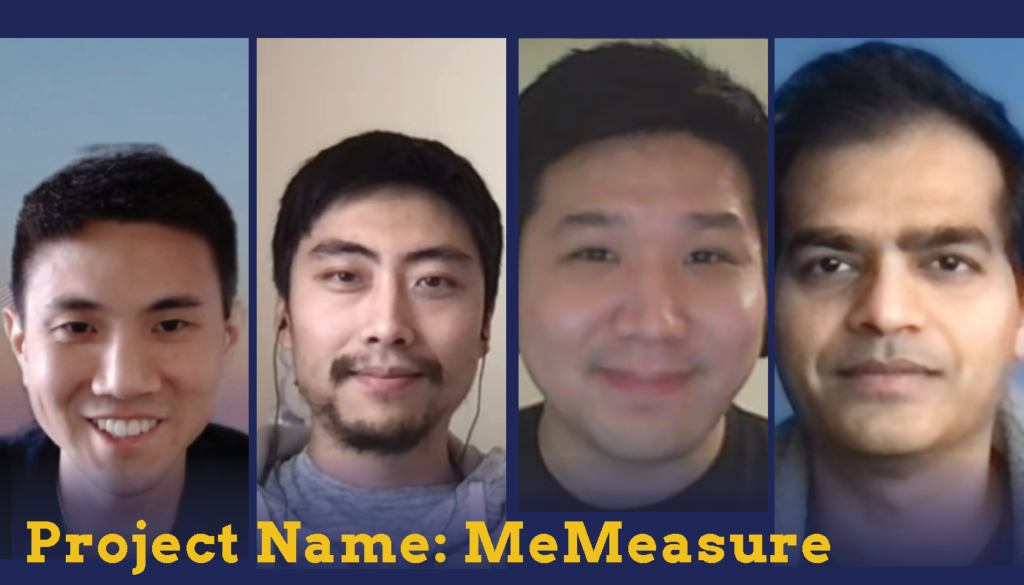 Headshots of four male students who are Sparc Finalists. Their project name is MeMeasure.